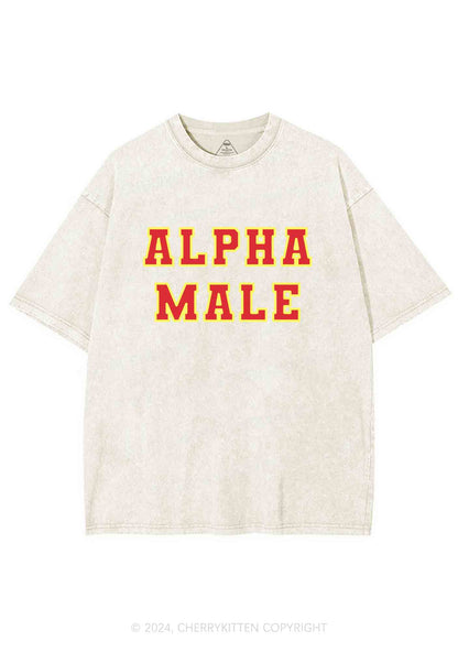 Red Alpha Male Y2K Washed Tee Cherrykitten