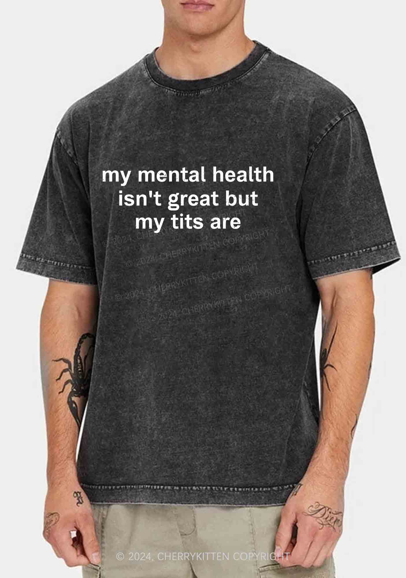 My Mental Health Isn't Great Y2K Washed Tee Cherrykitten