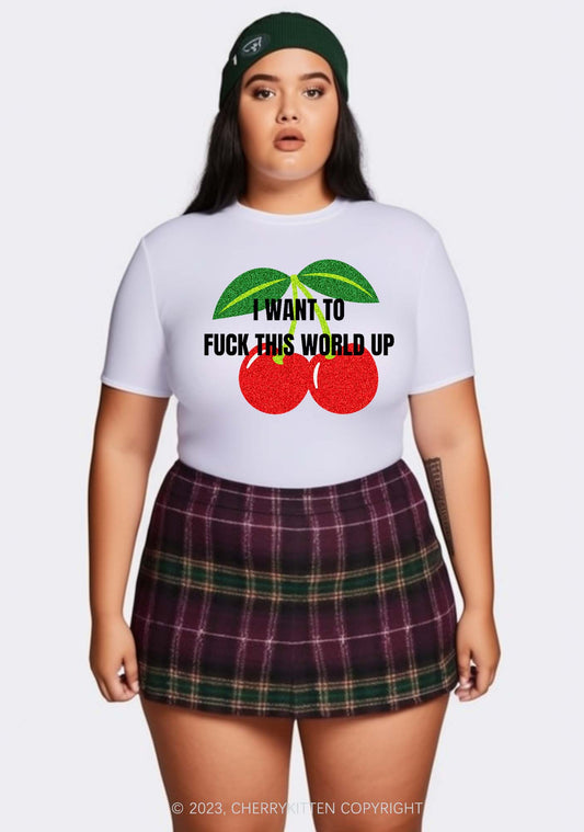 Curvy Fxxk This World Up Y2K Baby Tee Cherrykitten