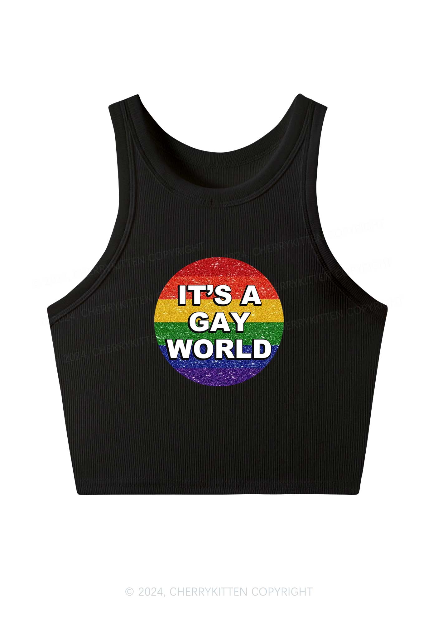 It's A Gay World Y2K Crop Tank Top Cherrykitten