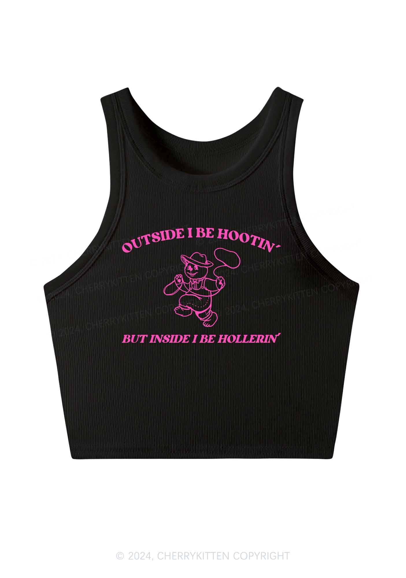 Outside I Be Hootin' Y2K Crop Tank Top Cherrykitten