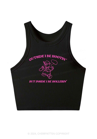 Outside I Be Hootin' Y2K Crop Tank Top Cherrykitten