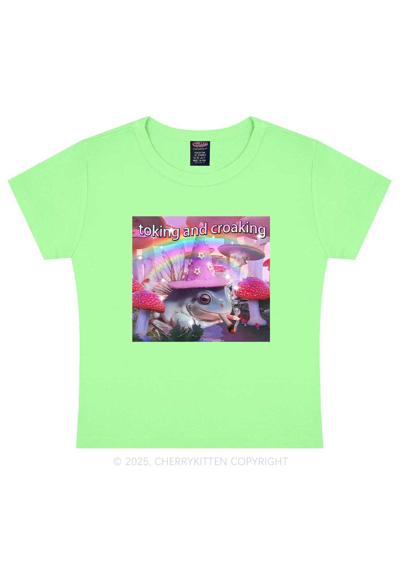 Toking Croaking Frog Y2K Baby Tee Cherrykitten