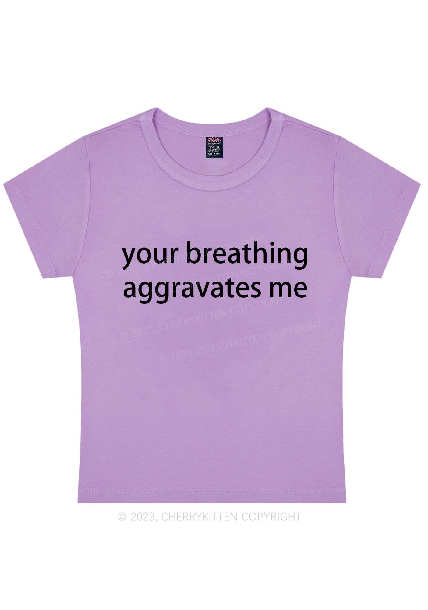 Curvy Your Breathing Aggravates Me Y2K Baby Tee Cherrykitten