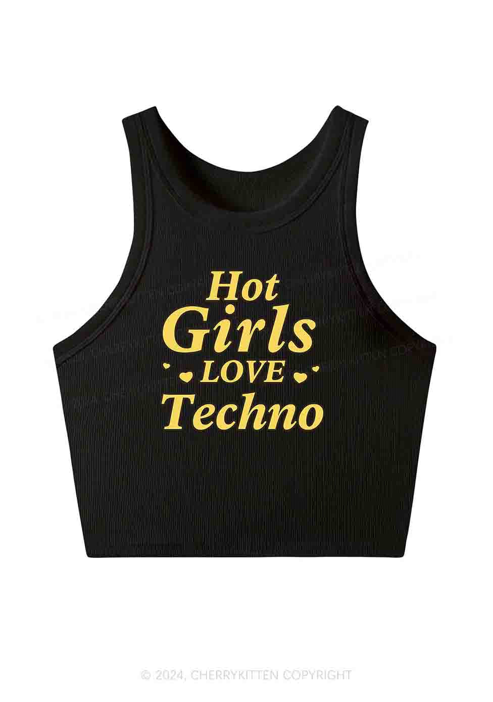 Hot Girls Love Techno Y2K Crop Tank Top Cherrykitten