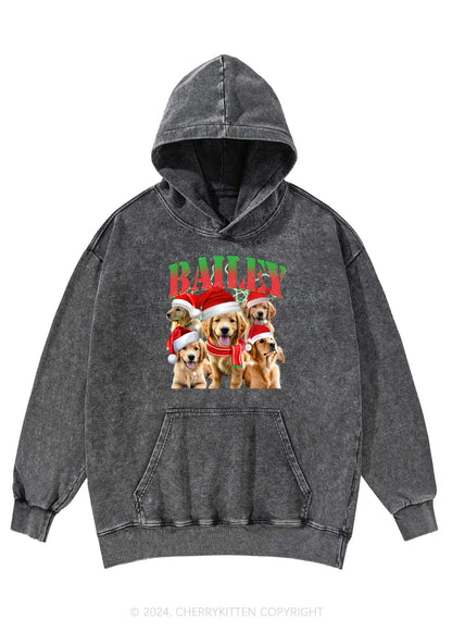 Christmas Custom Pet Photo Y2K Washed Hoodie Cherrykitten