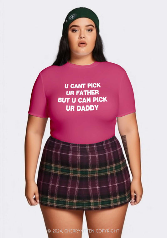 Curvy U Can Pick Ur Daddy Y2K Baby Tee Cherrykitten