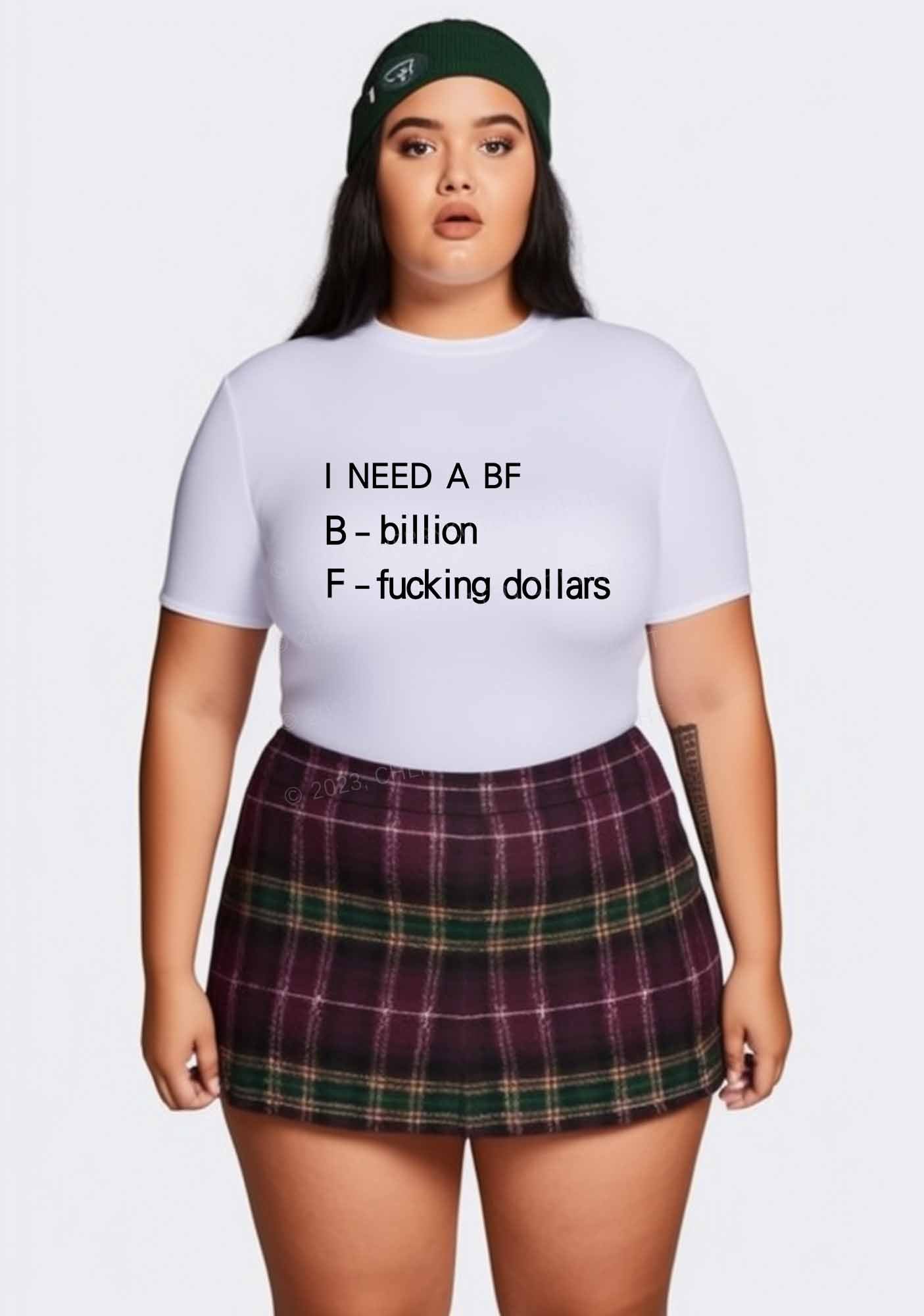 Curvy I Need A BF Y2K Baby Tee Cherrykitten