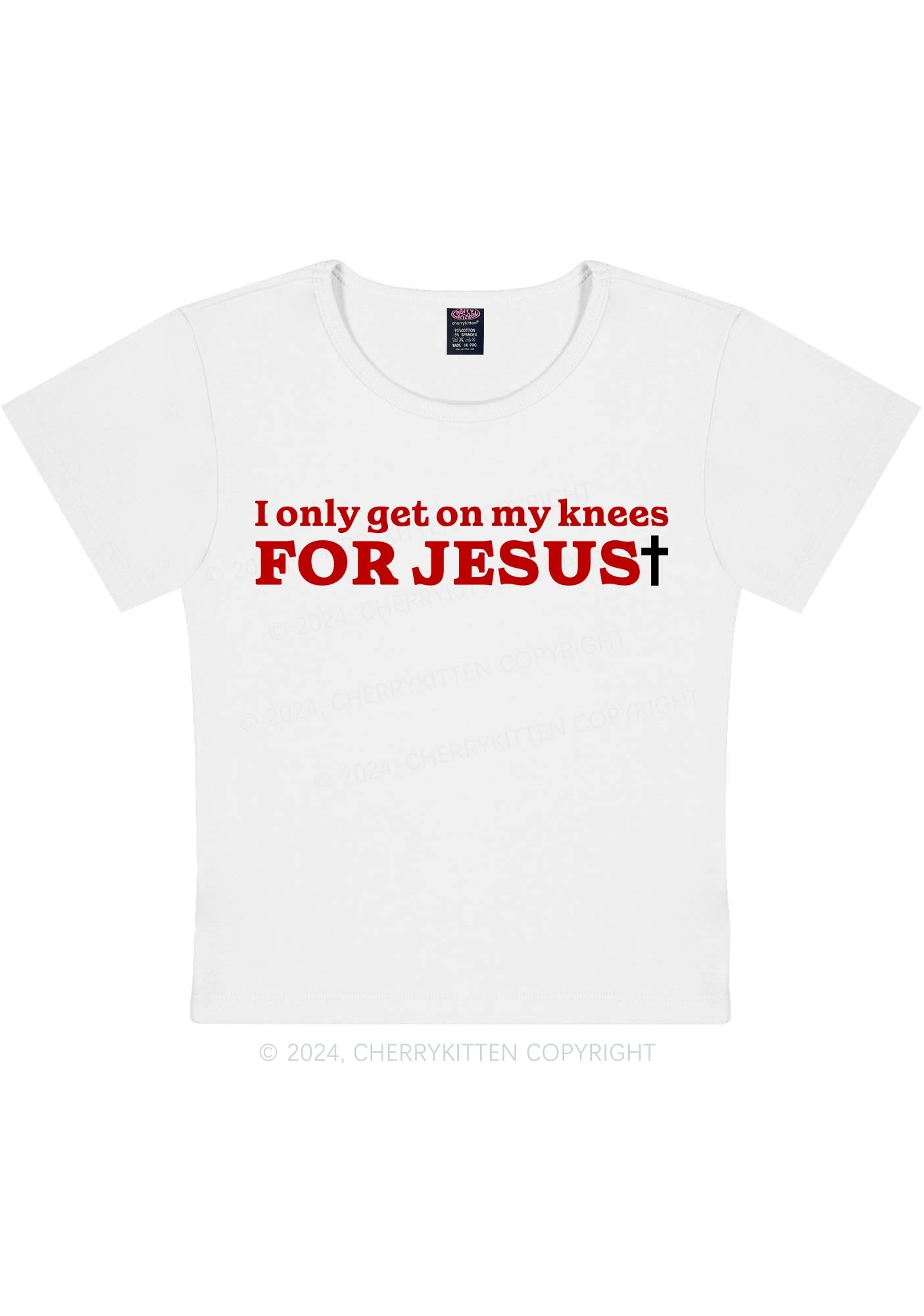 Get On Knees For Jesus Y2K Baby Tee Cherrykitten