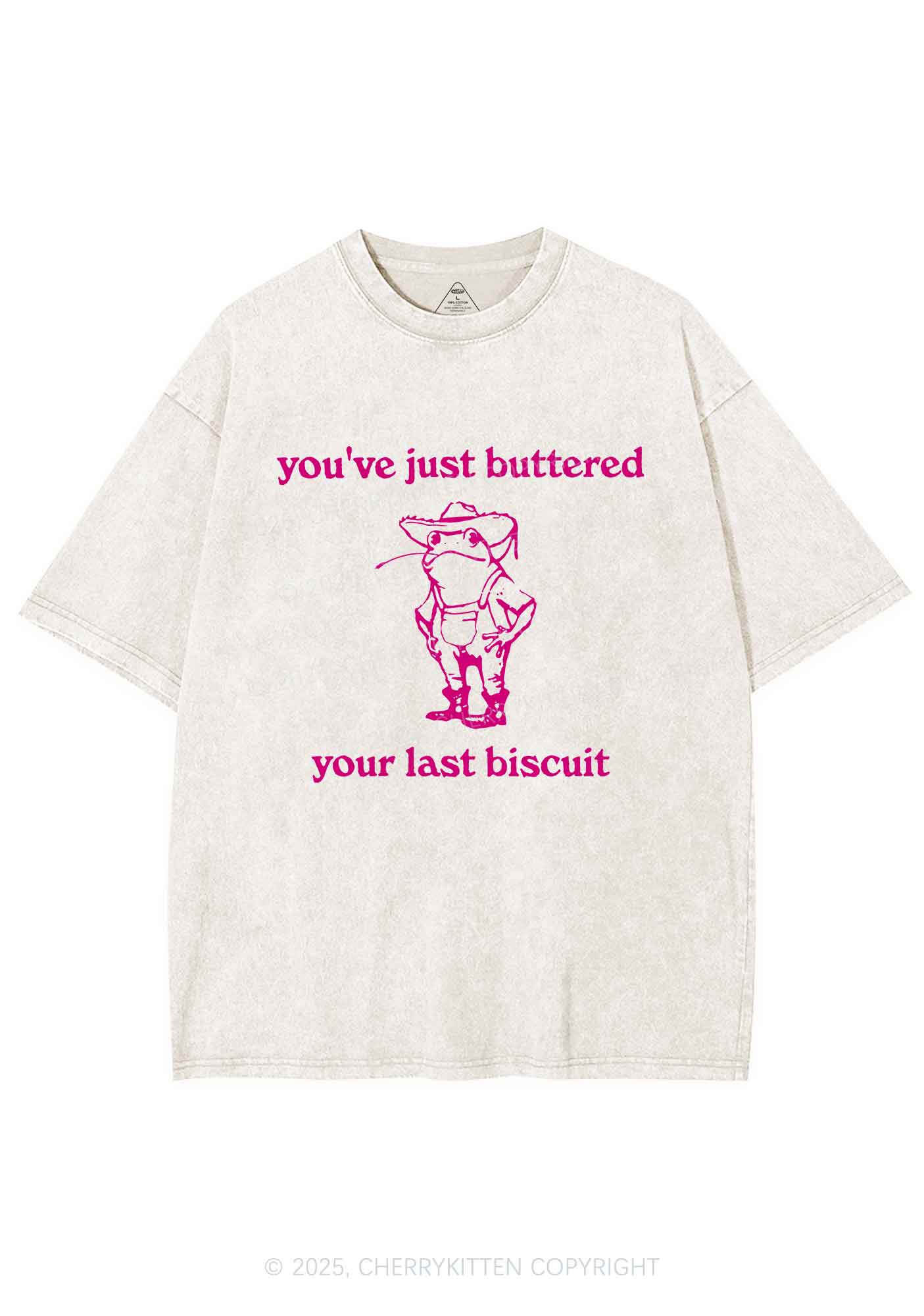 Buttered Your Last Biscuit Y2K Washed Tee Cherrykitten