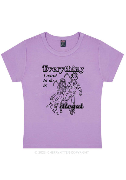 Everything Is Illegal Y2K Baby Tee Cherrykitten