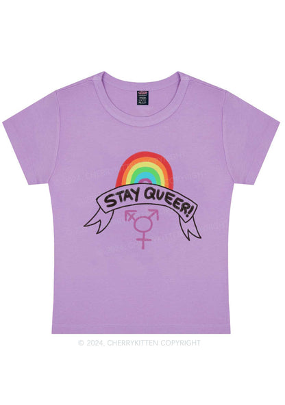 Stay Queer Y2K Baby Tee Cherrykitten