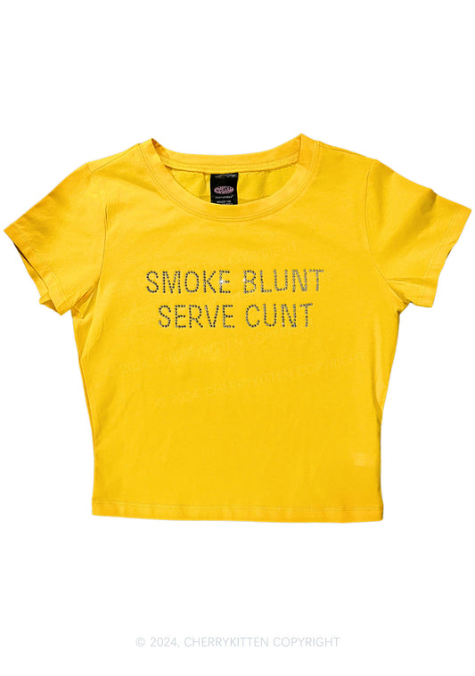 Rhinestone Smoke Blunt Y2K Baby Tee Cherrykitten