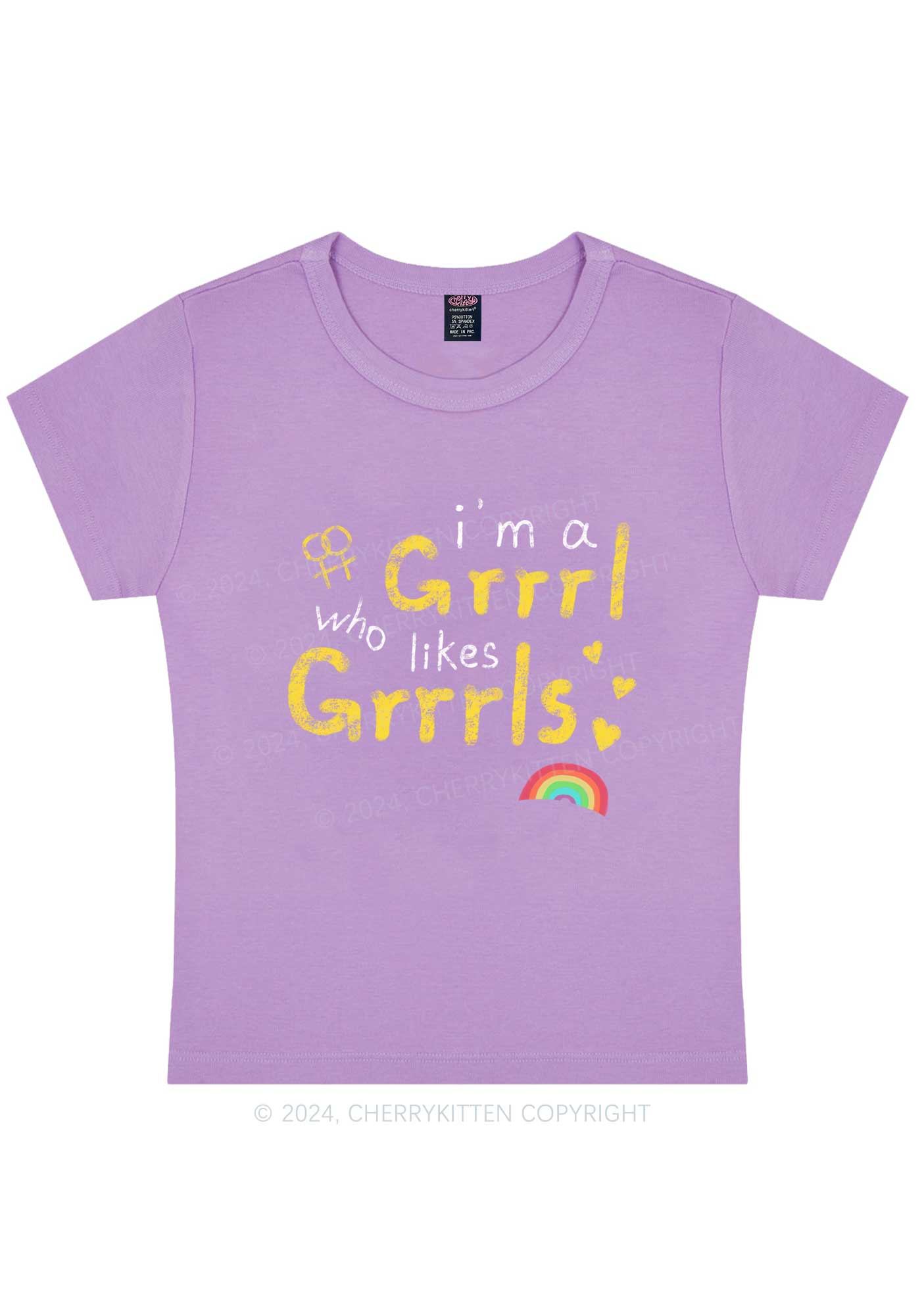 Grrrl Likes Grrrls Y2K Baby Tee Cherrykitten