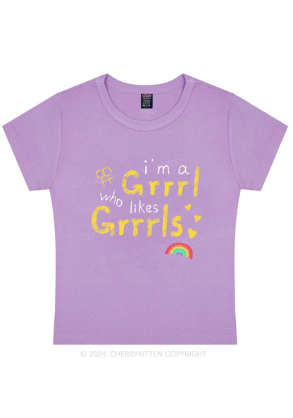 Grrrl Likes Grrrls Y2K Baby Tee Cherrykitten