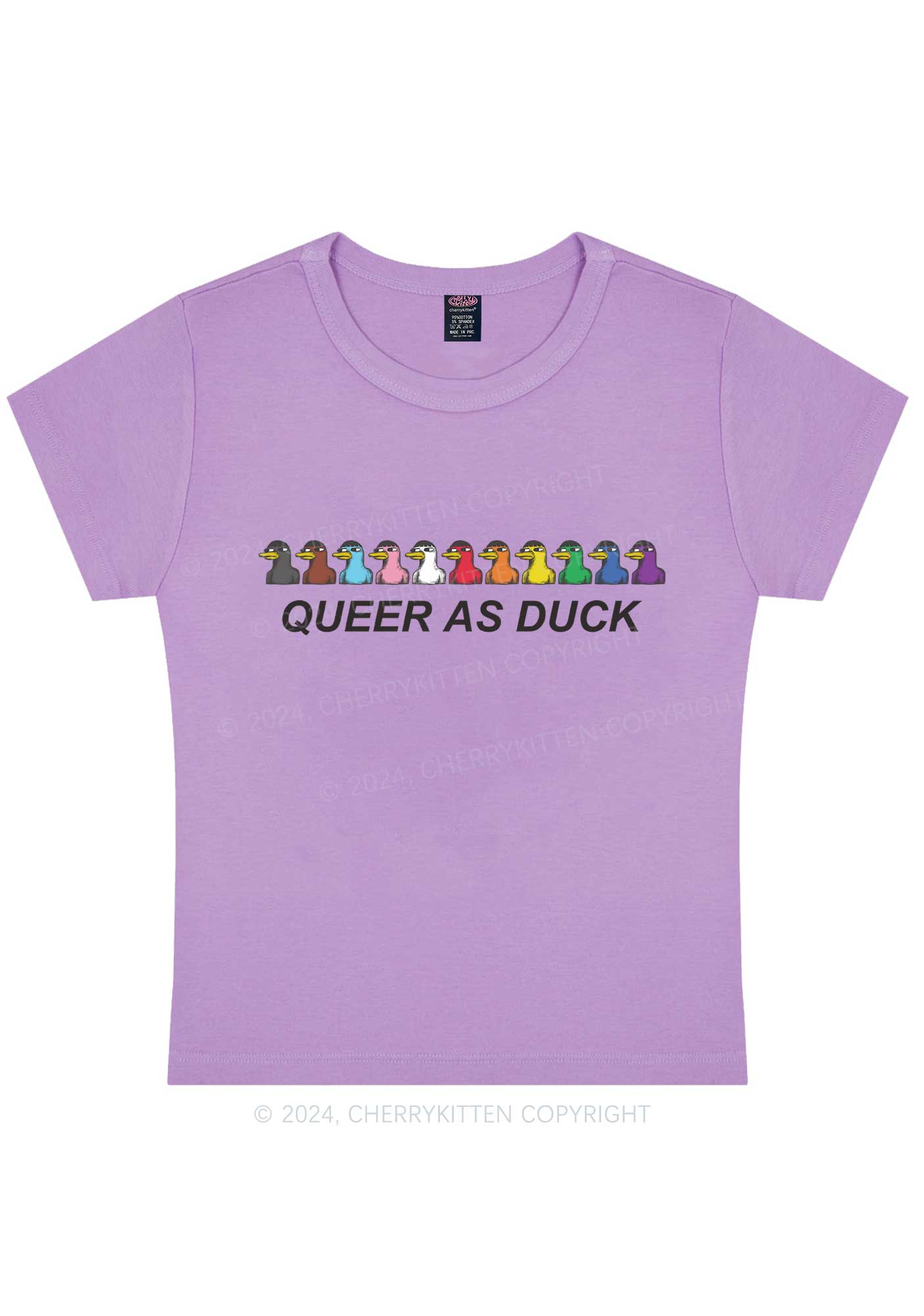 Curvy Queer As Duck Y2K Baby Tee Cherrykitten