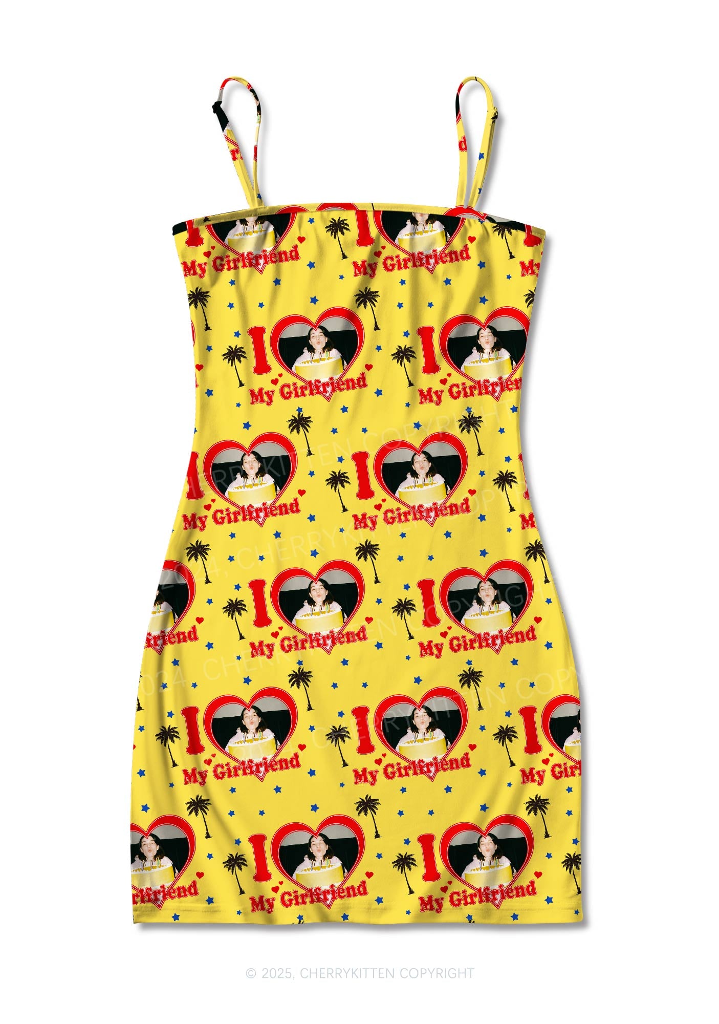 Custom Girlfriend Photo Y2K Print Slip Dress Cherrykitten