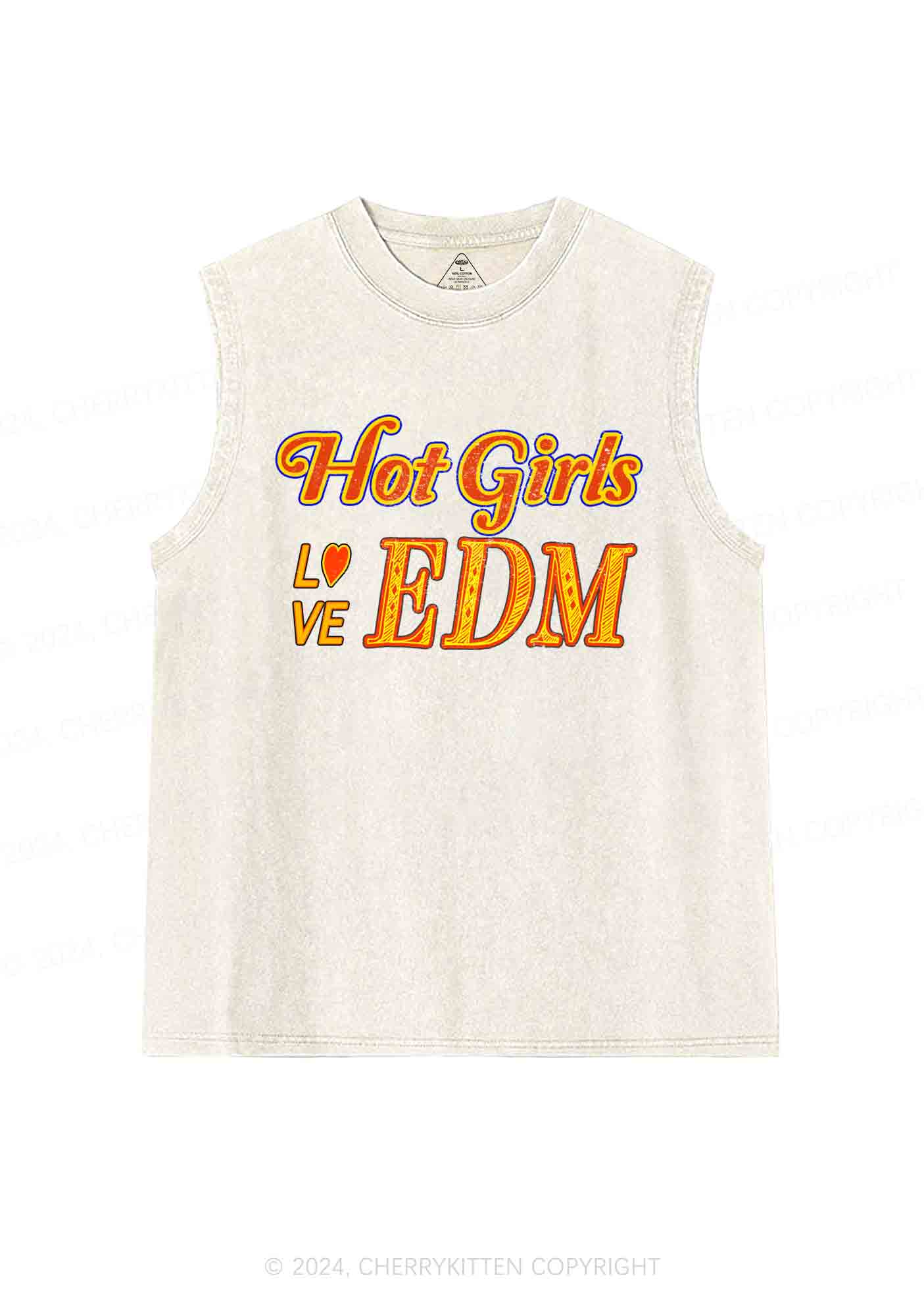 Hot Girls Love Edm Y2K Washed Tank Cherrykitten