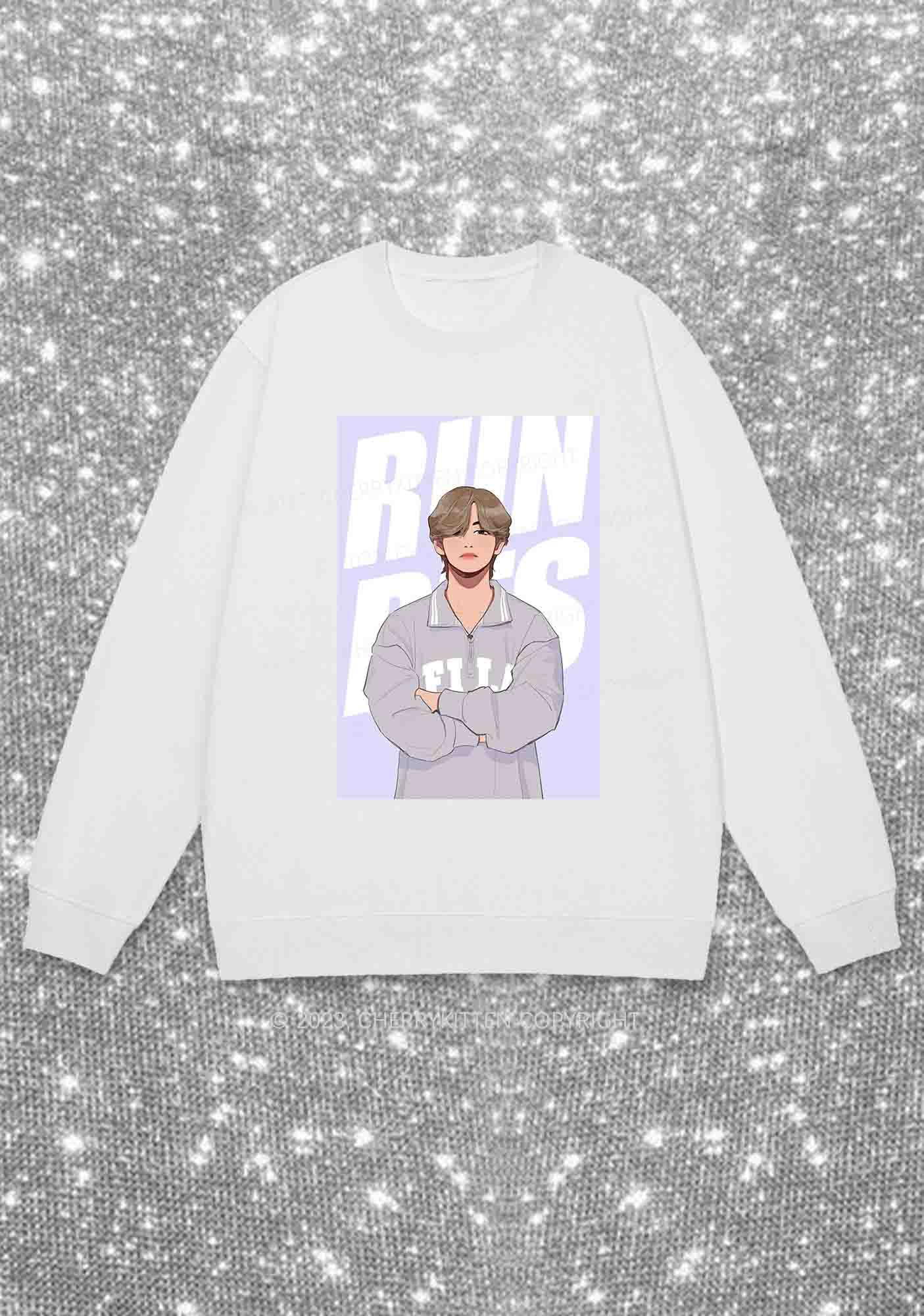 Run Bangtan Kpop Y2K Sweatshirt Cherrykitten