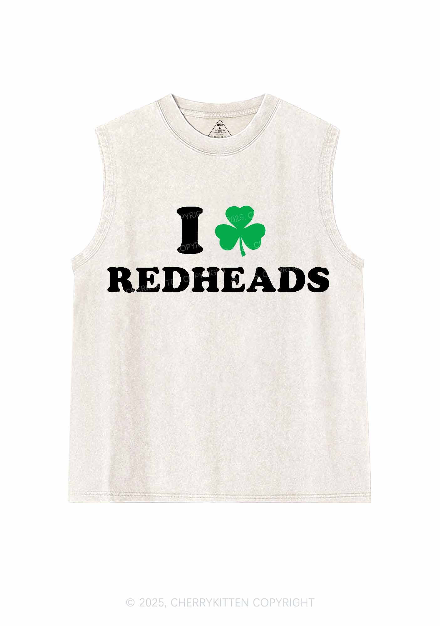 I Love Redheads St Patricks Y2K Washed Tank Cherrykitten