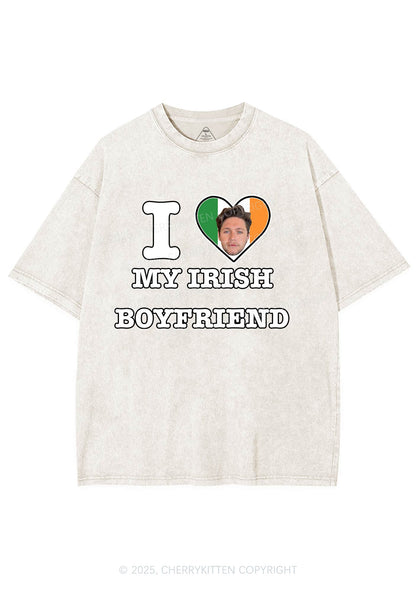 Custom Irish Boyfriend Photo St Patricks Y2K Washed Tee Cherrykitten