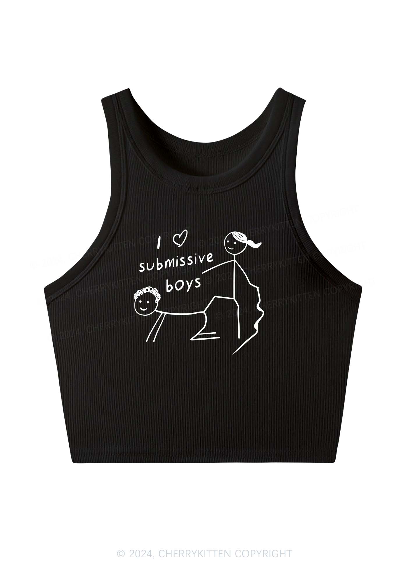 I Love S Boys Y2K Crop Tank Top Cherrykitten