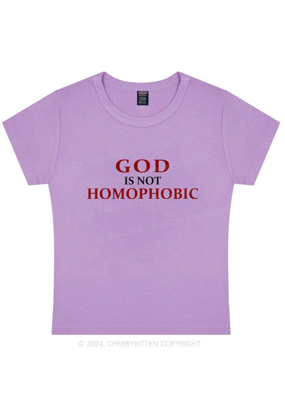 Curvy God Is Not Homophobic Y2K Baby Tee Cherrykitten