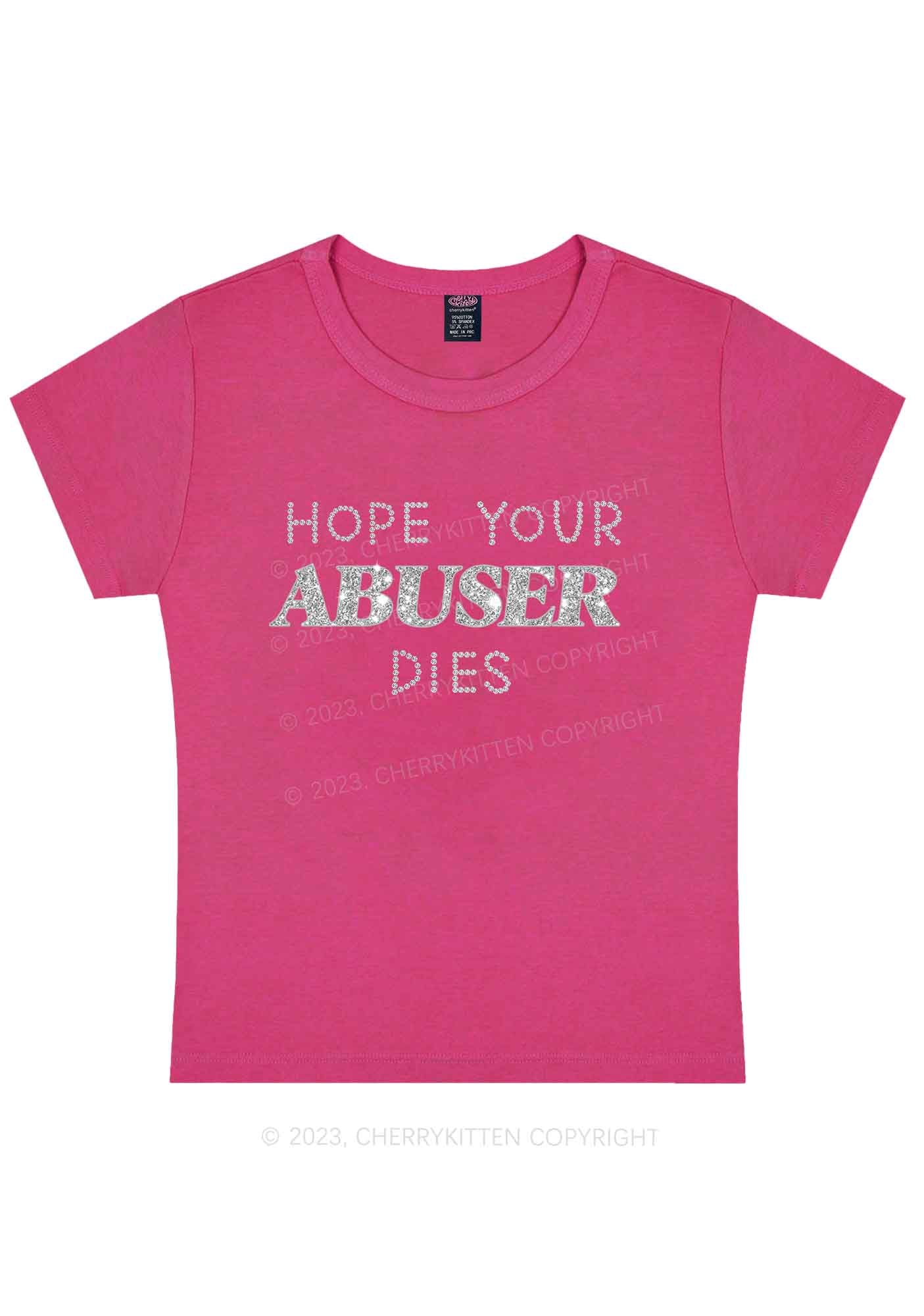 Curvy Hope Your Abuser Dies Y2K Baby Tee Cherrykitten