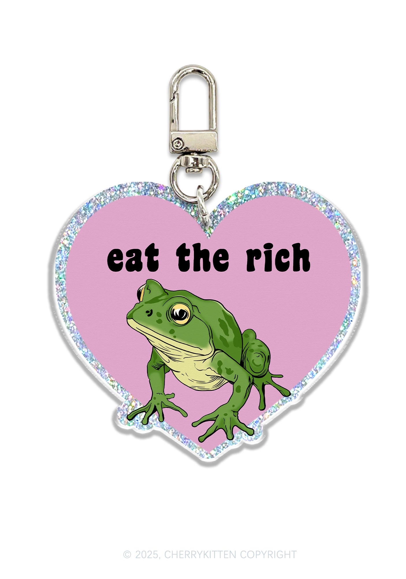 Eat The Rich Frog 1Pc Y2K Glitter Keychain Cherrykitten