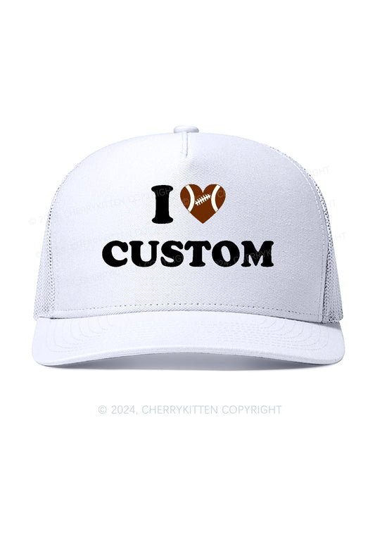 I Love Custom Football Super Bowl Y2K Trucker Mesh Hat Cherrykitten