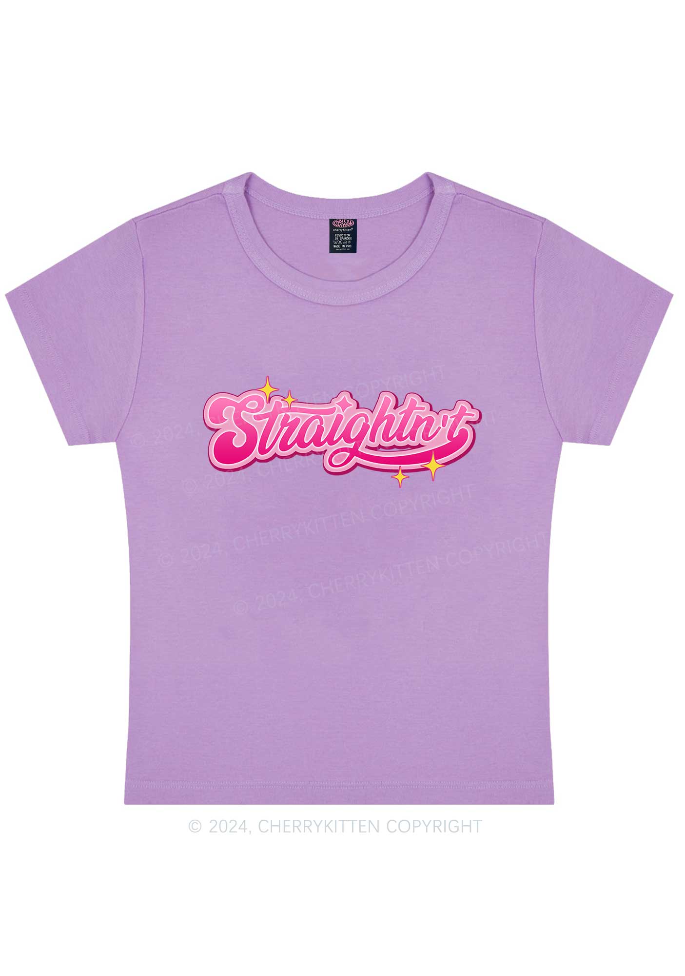 Straightn't Y2K Baby Tee Cherrykitten