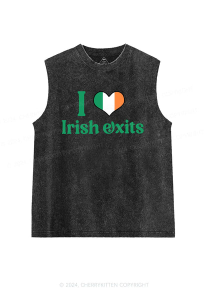 I Love Irish Exits St Patricks Y2K Washed Tank Cherrykitten