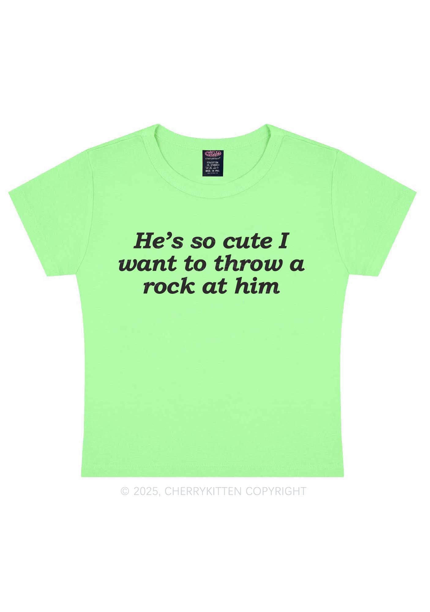 Throw A Rock At Him Y2K Baby Tee Cherrykitten