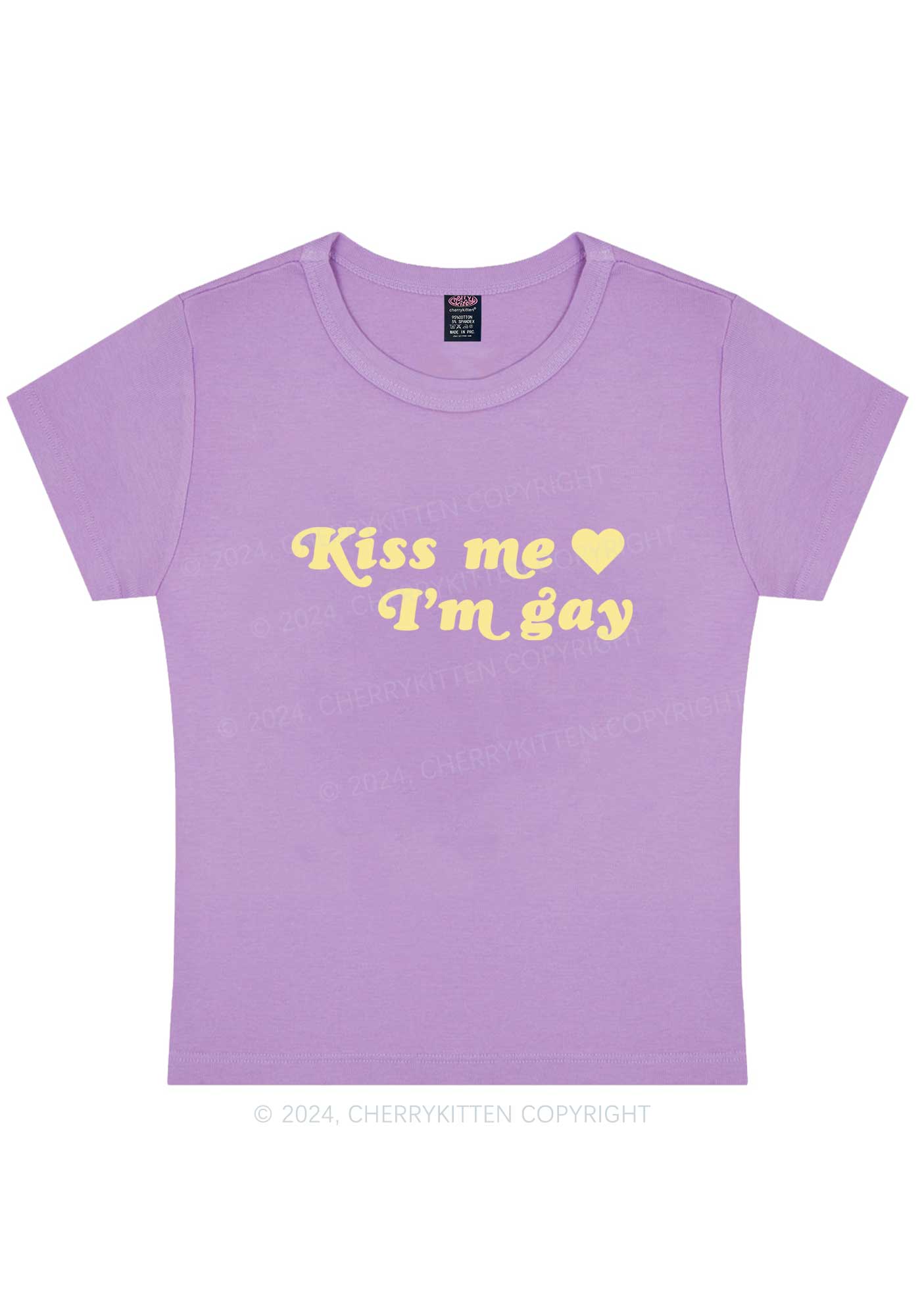 Curvy Kiss Me I’m Gay Y2K Baby Tee Cherrykitten