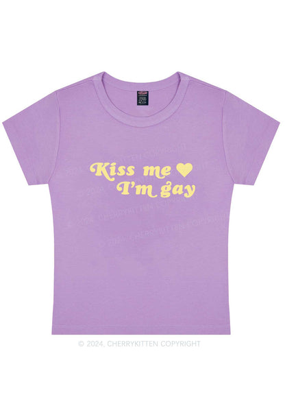 Curvy Kiss Me I’m Gay Y2K Baby Tee Cherrykitten