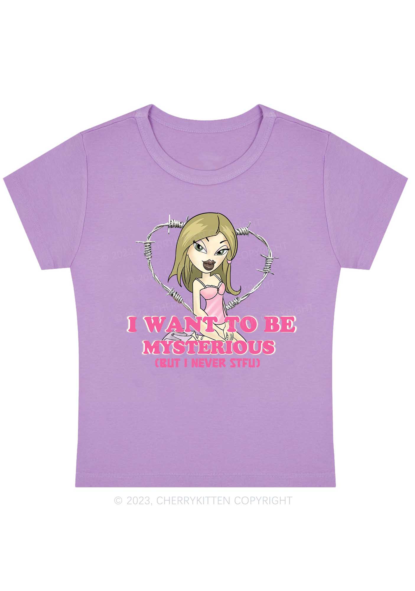 Curvy I Want To Be Mysterious Girl Y2K Baby Tee Cherrykitten