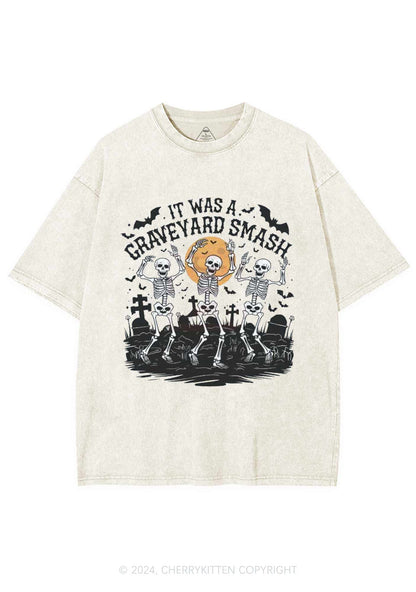 Halloween Graveyard Smash Y2K Washed Tee Cherrykitten