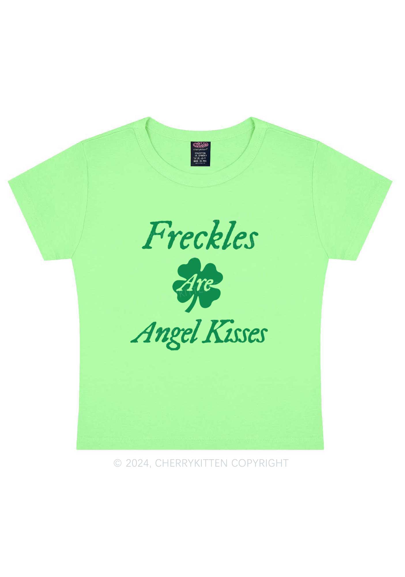 Freckles Are Angel Kisses St Patricks Y2K Baby Tee Cherrykitten