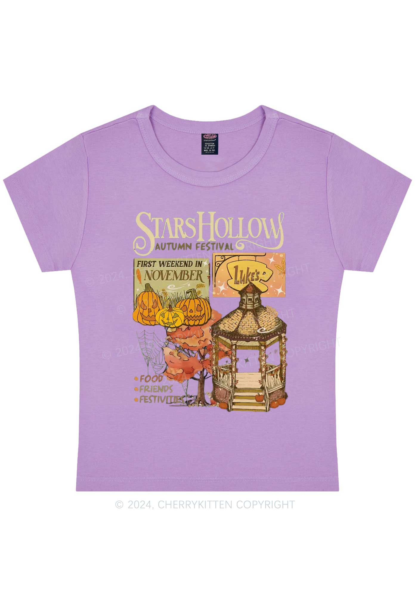 Halloween Stars Hollow Y2K Baby Tee Cherrykitten