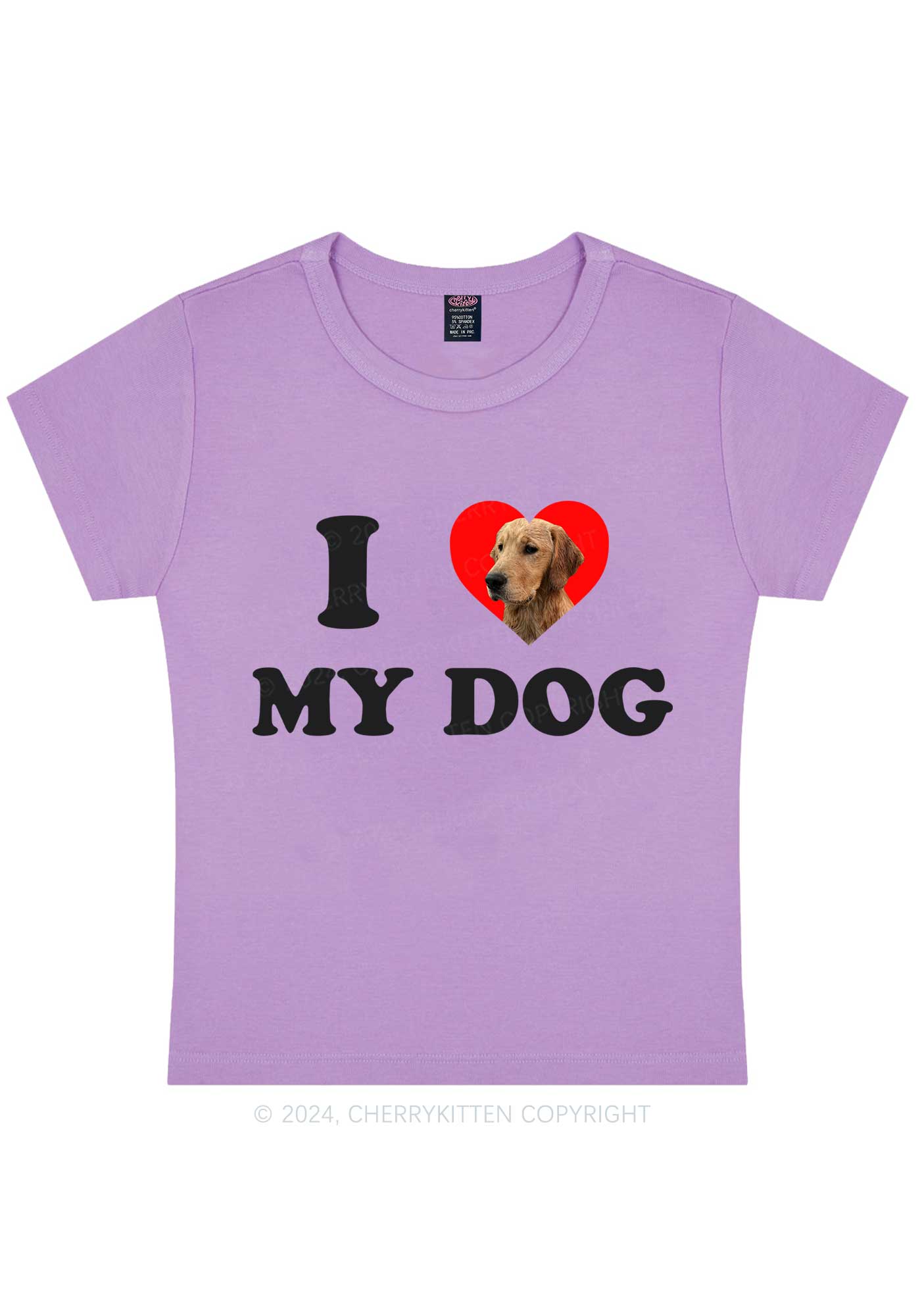 I Love My Dog Custom Photo Y2K Baby Tee Cherrykitten