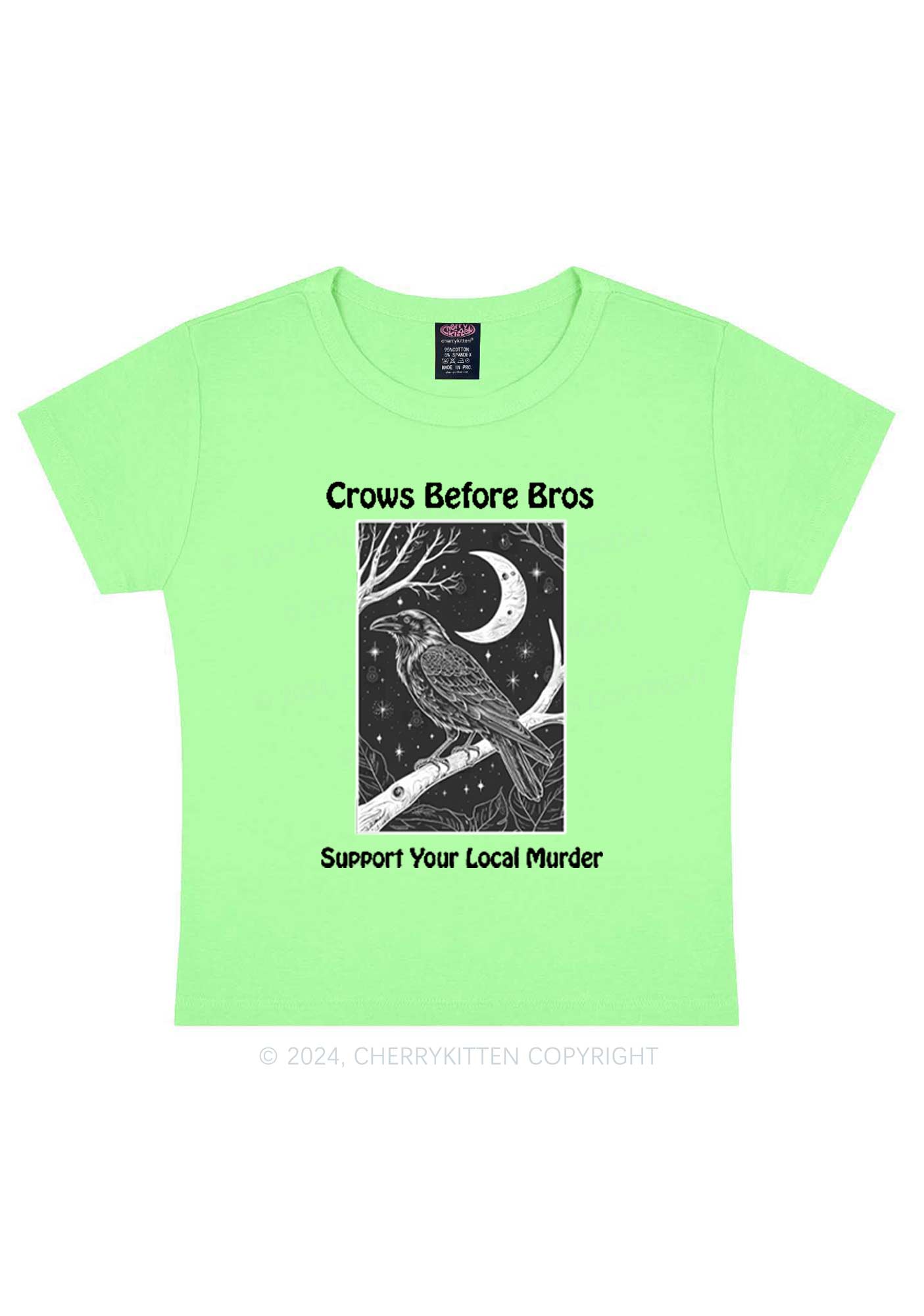 Halloween Crows Murder Y2K Baby Tee Cherrykitten