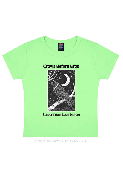 Halloween Crows Murder Y2K Baby Tee Cherrykitten