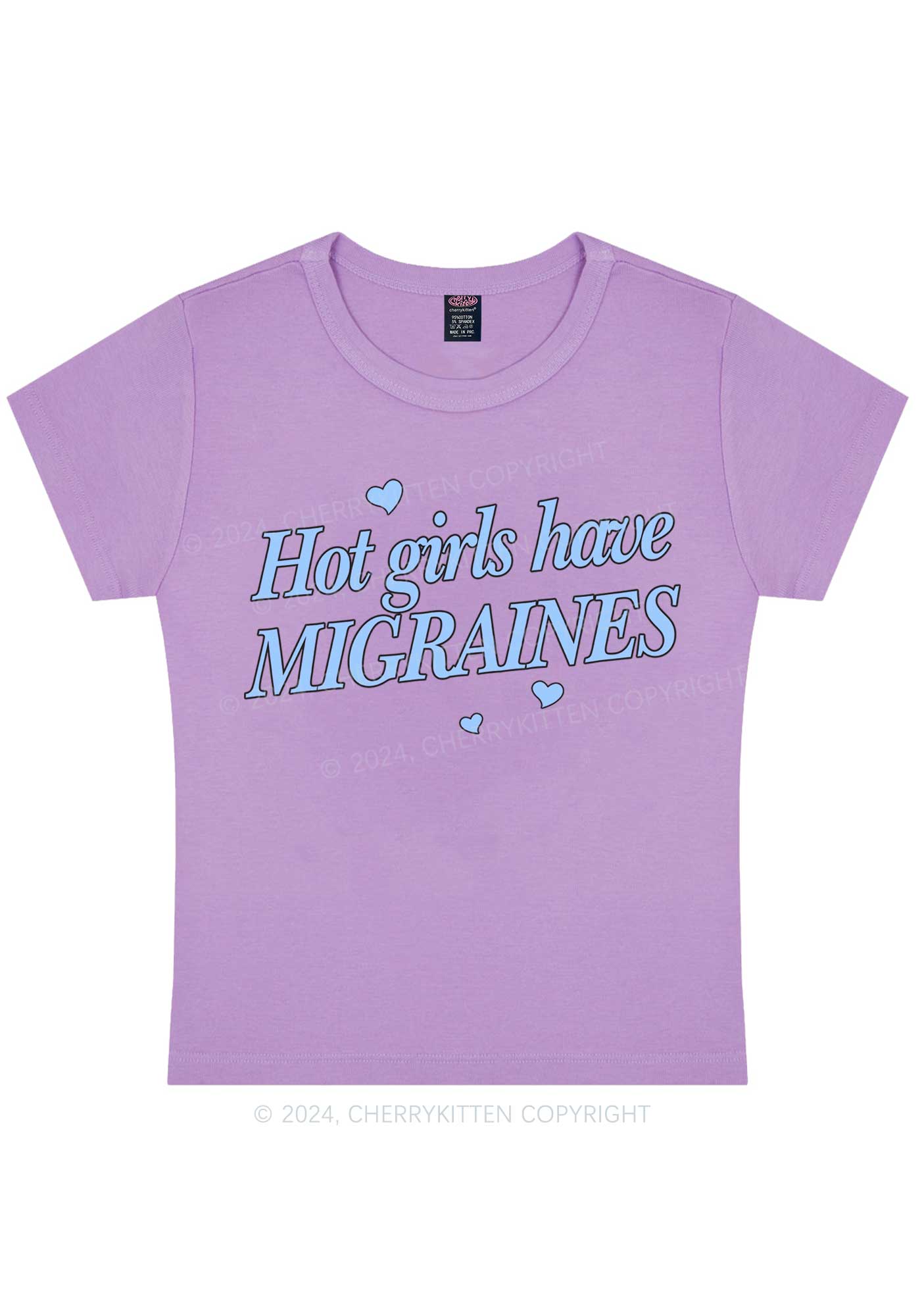 Hot Girls Have Migraines Y2K Baby Tee Cherrykitten