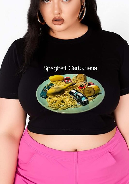 Curvy Spaghetti Carbanana Y2K Baby Tee Cherrykitten