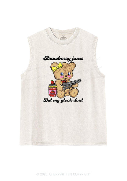 Strawberry Jams Bear Y2K Washed Tank Cherrykitten