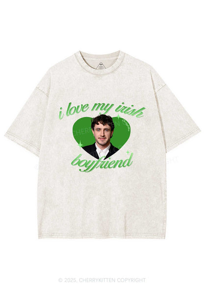 Love My Irish Boyfriend St Patricks Y2K Washed Tee Cherrykitten