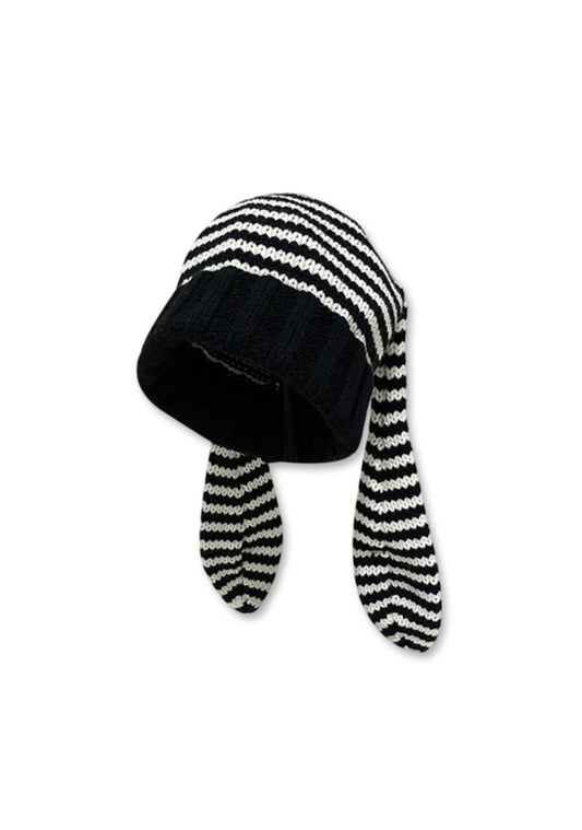 Bunny Ears Striped Y2K Knitted Hat Cherrykitten