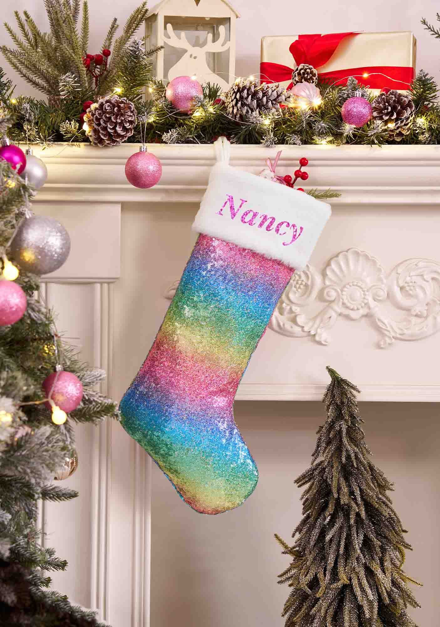 Custom Name Colorful Sequin Y2K Christmas Stockings Cherrykitten