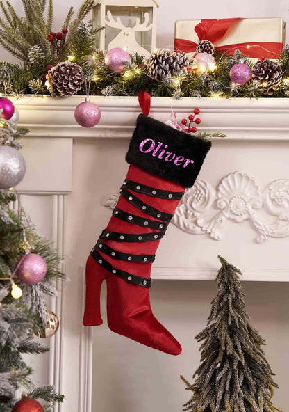 Custom Name Red High Heels Y2K Christmas Stockings Cherrykitten