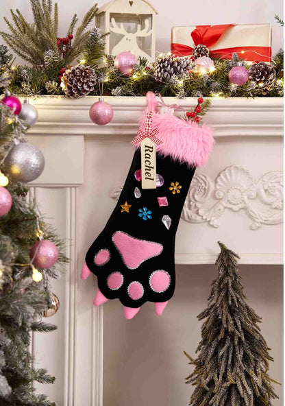 Custom Name Diamond Cat Paw Y2K Christmas Stockings Cherrykitten